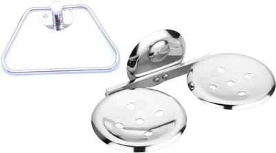 

Osian 2 Pieces Bathroom Accessories(1-Double Soap Dish,1-Napkin Ring)82-Creta Series(Silver)