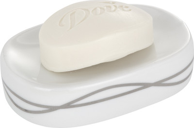 

Home Collective - Wenko Ceramic Soap Dish Noa(White, Silver), Silver;white