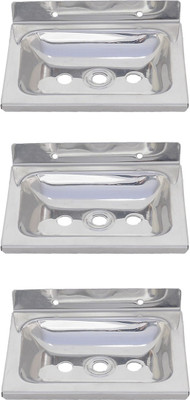 

Taj square soap dish-set of 3(Silver)