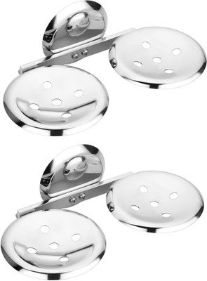 Osian Set of 2 pieces Stainless steel Double Soap Dish -Creta Series(Silver)