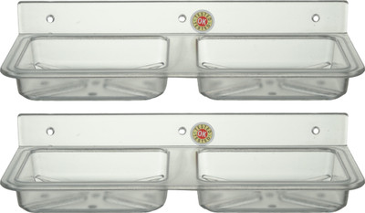 

Zoom Zoom Double Soap Dish of ABS Plastic Unbreakable For Bathroom Square shape (25.5 cm x 10.5 cm x 5 cm, Clear, Pack of 2)(Clear)