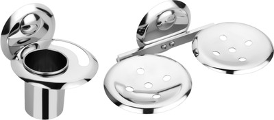 

Osian 2 Pieces Bathroom Accessories(1-Tumbler Holder,1-Double Soap Dish)-Creta Series(Silver)
