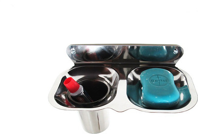 

Royal Indian Craft Stainless Steel 2 In 1 Toothbrush/Soap Holder(Steel, Silver), Silver;steel