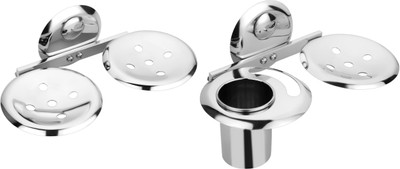 

Osian 2 Pieces Bathroom Accessories(1-Double Soap Dish,1-Soap Dish with Tumbler Holder)-Creta Series(Silver)