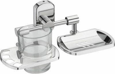 

Jovial 208 Curio Soap Dish Holder with tooth brush Holder, Soap dish Stand with tooth Brush Stand, Bathroom Accessories(Silver)
