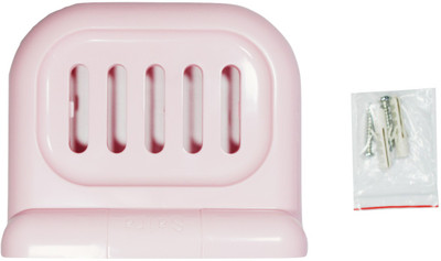 

Saira White Plastic Soap Dish Wall-Mount and Counter-Top Dual Design(Pink)