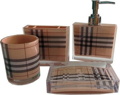Arow ACRYLIC CHECKS BATHROOM SET(PINK)