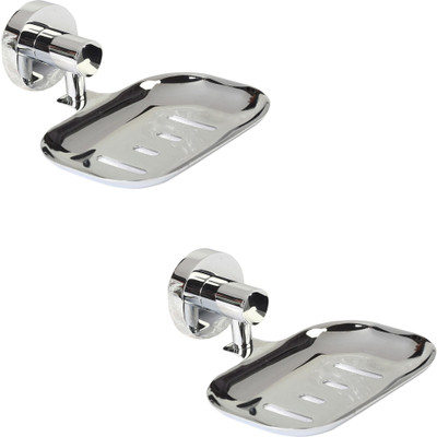 

Sheetal Coin Stainless Steel Soap Dish Holder - Set of 2(Steel)