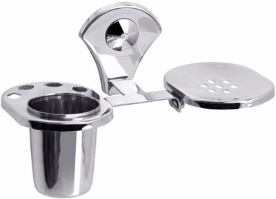 

Fortune Stainless Steel Round Soap Dish with Tumbler Holder(Silver)