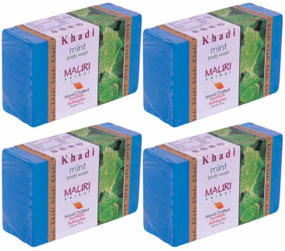

Khadi Mauri Mint Soap - Premium Handcrafted Herbal(125 g, Pack of 4)
