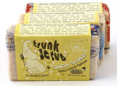 

Global Mamas Trunk Scrub Shea Soap Fair Trade Honey Lemon Oatmeal 3 Bars(120 g, Pack of 3)