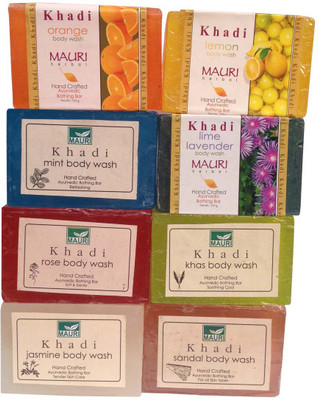 

Khadi Mauri Herbal Soaps Assorted Pack of 8 Ayurvedic Natural Summer Care(950 g, Pack of 8)
