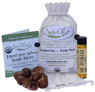 

NaturOli Soap Nuts / Soap Berries - SALE! - USDA ORGANIC + 18X BONUS! Select Seedless Wash Bag 8pg info Tote Bag. Organic Laundry Soap / Natural Cleaner!(120 ml)