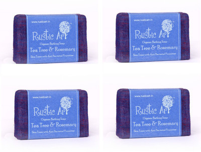 

Rustic Art Organic Tea Tree & Rosemary Soap(400 g, Pack of 4)
