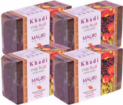 

Khadi Mauri Mix Fruit Soap - Pack of 4 - Premium Handcrafted Herbal(125 g, Pack of 4)