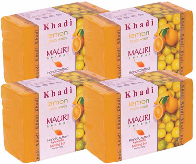 

Khadi Mauri Lemon Soap - Pack of 4 - Premium Handcrafted Herbal(125 g, Pack of 4)