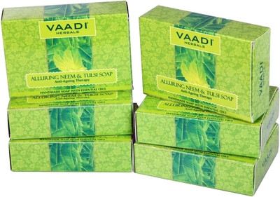 

Vaadi Herbals Herbals lluring Neem-Tulsi Soap with Vitamin E & Tea Tree Oil - Pack of 5(75 g, Pack of 6)