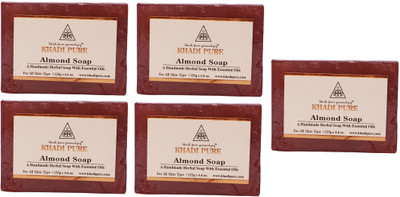 

Khadi Pure Natural Handmade Pure Almond Soap with essential Oil(625 g, Pack of 5)
