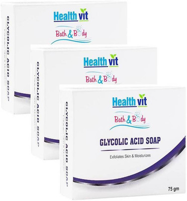 

HealthVit Bath & Body Glycolic Acid Soap 75g Pack of 3(75 g)