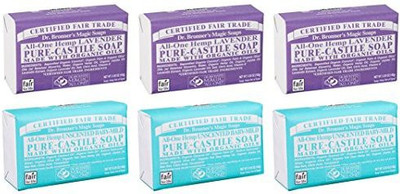 

Dr. Bronner's Magic Castile Bar Soaps Lavender & Unscented Baby-Mild(150 ml, Pack of 6)