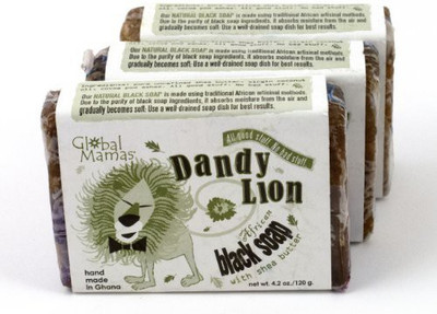 

Global Mamas Dandy Lion Traditional African Black Soap With Shea Butter Fair Trade 3 Bars(120 g, Pack of 3)