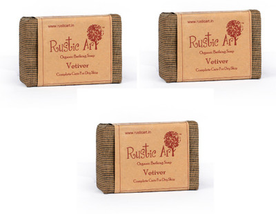 

Rustic Art Organic Vetiver Soap(300 g, Pack of 3)