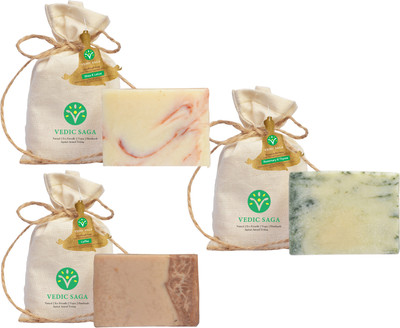 

Vedic Saga Pack of 3, Combo Handmade Soap : Shea & Lotus, Coffee and Shampoo Bar : Rosemarry & Thyme(300 g, Pack of 3)