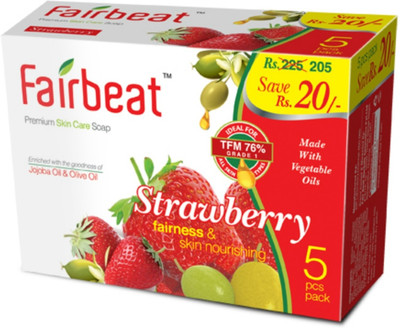 

Fairbeat Strawberry Soap- Enriched With Jojoba&Olive Oil(375 g)
