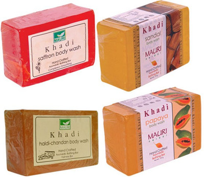 

Khadi Mauri Beauty Pack - Saffron Sandal Papaya Haldi-Chandan - Pack of 4 - Premium Handcrafted Herbal(499 g, Pack of 4)