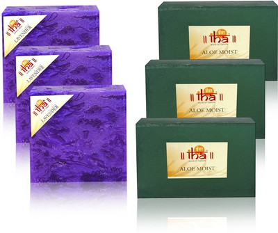 

IHA Ayurvedic Aloe Moist & Lavender Soap Triple Pack of 6 Herbal Natural(675 g, Pack of 6)