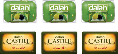 

Dalan Combo of Pure Olive Oil Soap - Castile Beauty Soap (3 X 100 gms) and Glycerine Soap (3 X 100 gms) - Total 6 X 100 gms.(600 g, Pack of 6)
