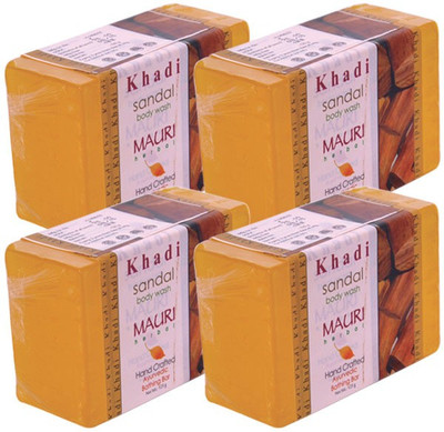 

Khadi Mauri Sandal Soap - Pack of 4 - Premium Handcrafted Herbal(125 g, Pack of 4)