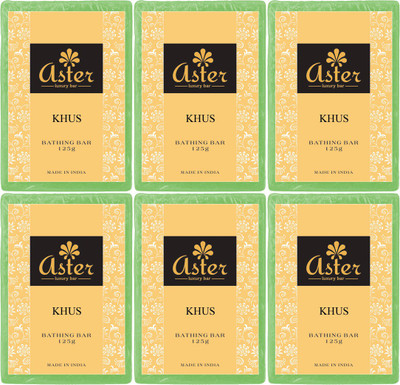 

Aster Luxury Khus Premium Handmade Bathing Bar - Set of 6(750 g, Pack of 6)
