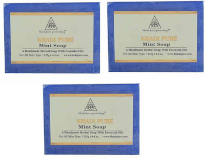 

Khadi Pure Natural Handmade Pure Mint Soap with essential Oil(375 g, Pack of 3)