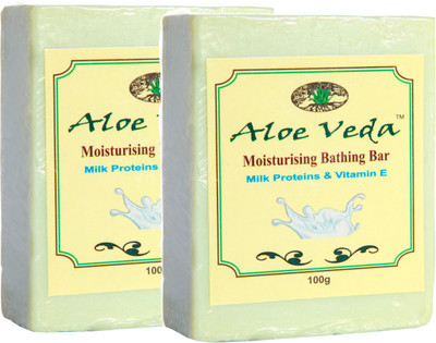 

Aloe Veda Moisturising Bathing Bar - Milk Proteins with Vitamin E - Pack of 2(100 g, Pack of 2)