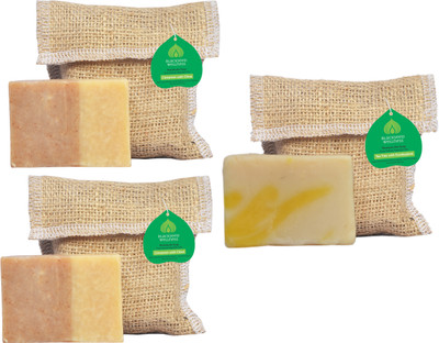 

Blackseed Wellness Feel good combo pack of 3 Handmade Soap : Cinnamon with Clove 2 and Shampoo Bar : Tea tree with Eucalyyptus(300 g, Pack of 3)