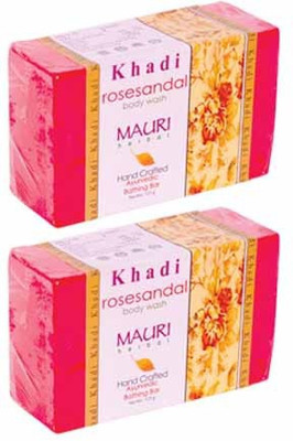 

Khadi Mauri Rose Sandal Soap - Pack of 2 - Premium Handcafted Herbal(250 g, Pack of 2)