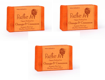 

Rustic Art Organic Orange & Cinnamon Soap(300 g, Pack of 3)
