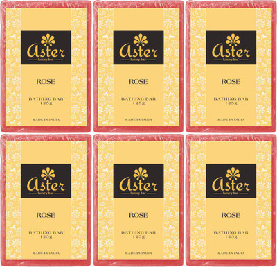 

Aster Luxury Rose Premium Handmade Bathing Bar - Set Of 6(750 g, Pack of 6)