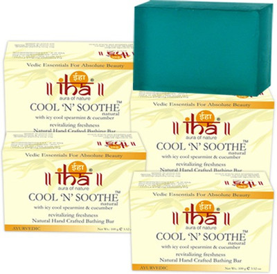 

IHA Ayurvedic Cool & Soothe Soap - Pack of 4 - Premium Herbal Refreshing Bar(400 g, Pack of 4)