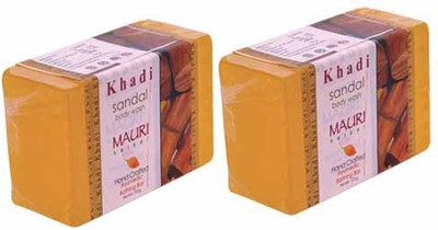 

Khadi Mauri Sandal Soap - Pack of 2 - Premium Handcafted Herbal(250 g, Pack of 2)