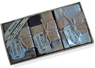 

Mayawee Latte Handmade Gift-Ready Thai Natural gylcerin-free body soap set Coffee Latte Goat Milk(30 g)