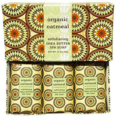 

Greenwich Bay Trading Company Organic Oatmeal Exfoliating Shea Butter Spa Soap Set by Individually Wrapped 3 in Gift Box(129 ml)