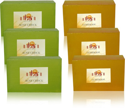 

IHA Ayurvedic Acne Check Neem & Lumiderm Soap Triple Pack of 6 Herbal Natural(600 g, Pack of 6)