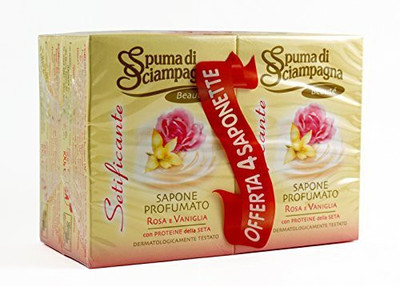 

Spuma di Sciampagna Perfumed Bath Soap Bar Rose & Vanilla 4 Pack(105 ml)