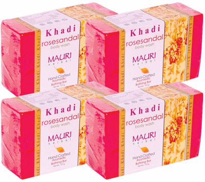 

Khadi Mauri Rose-Sandal Soap - Pack of 4 - Premium Handcrafted Herbal(125 g, Pack of 4)