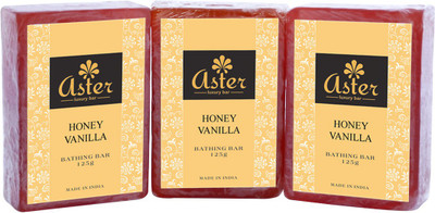 

Aster Luxury Honey Vanilla Premium Bathing Bar - Set of 3(375 g, Pack of 3)