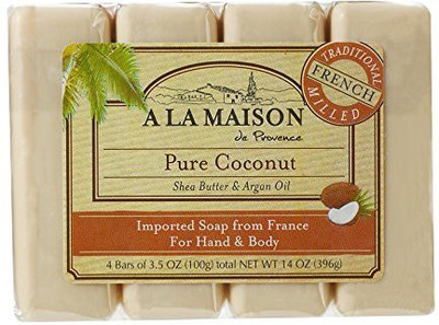 

A La Maison Soap Bars, Pure Coconut, Value Pack , 4 Count(99.19 g, Pack of 4)