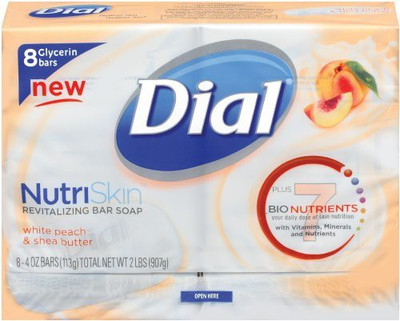

Dial Glycerin Bar Nutriskin White Peach and Shea Butter Bars 8-Count Packages (Pack of 2)(113 g, Pack of 2)