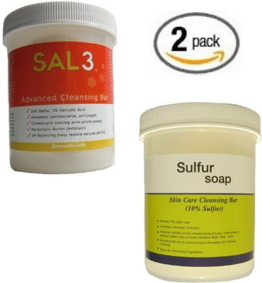 

Sal3 Acne 2 Pack - Soap + Traditional 10% Sulfur Soap - in Activation Storage Vessel(210 g, Pack of 2)